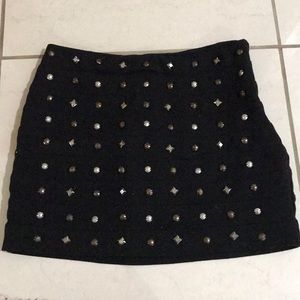 Black bedazzled mini skirt